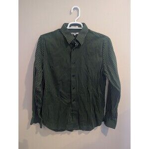 Halloween Costume Large Long Sleeve Beetlejuice Green Striped Casual Dress Shirt